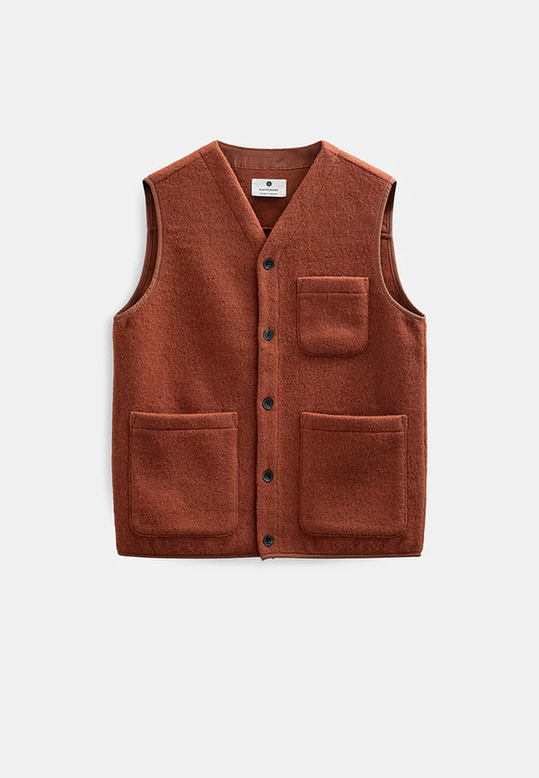 ANERKJENDT - AKRAMSUS BOILED WOOL VEST - CHILLI