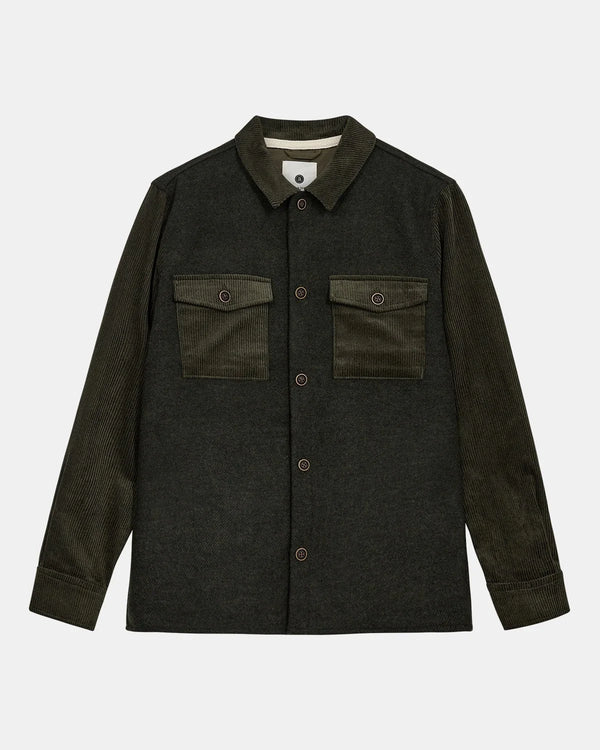 ANERKJENDT - AKOSCAR CORD MIX SHIRT - FOREST NIGHT