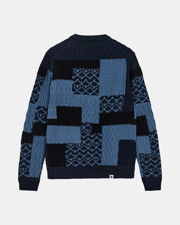 ANERKJENDT - AKSVEND PATCHWORK KNIT - SKY CAPTAIN