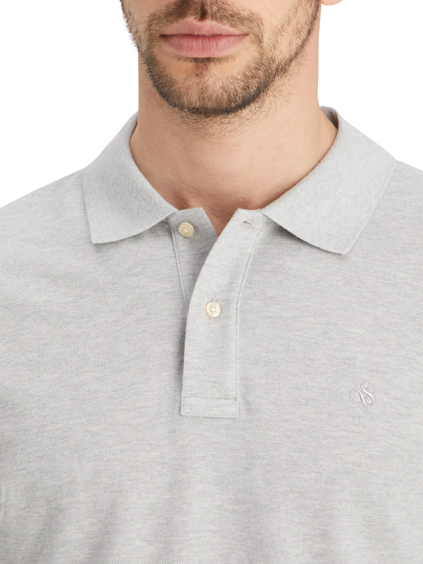 SCOTCH & SODA - ESSENTIALS LOGO PIQUE POLO GREY MELANGE