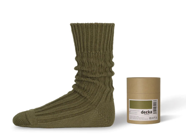 DECKA CASED HEAVYWEIGHT PLAIN SOCKS OLIVE