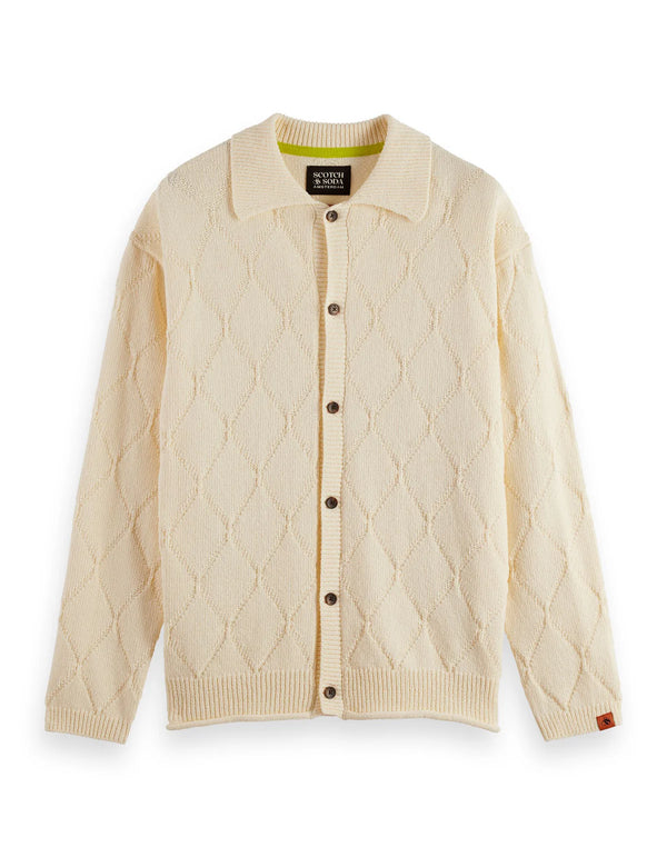 SCOTCH & SODA - OPEN WORK LONG SLEEVE SHIRT EGGNOG