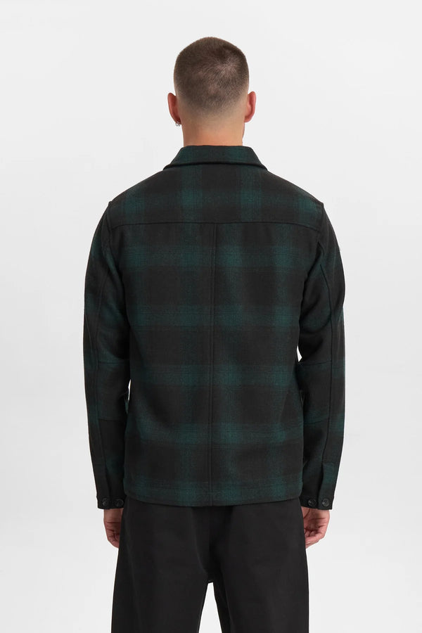 ANERKJENDT - AKOSCAR WOOLEN OVERSHIRT - FOREST NIGHT
