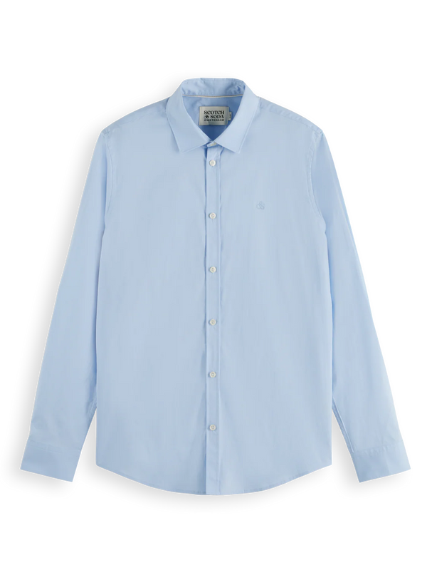 SCOTCH & SODA - ESSENTIALS    POPLIN BUTTON DOWN SHIRT BLUE