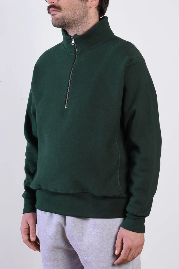 POWER GOODS - SUPER WEIGHT QUARTER ZIP FOREST GREEN