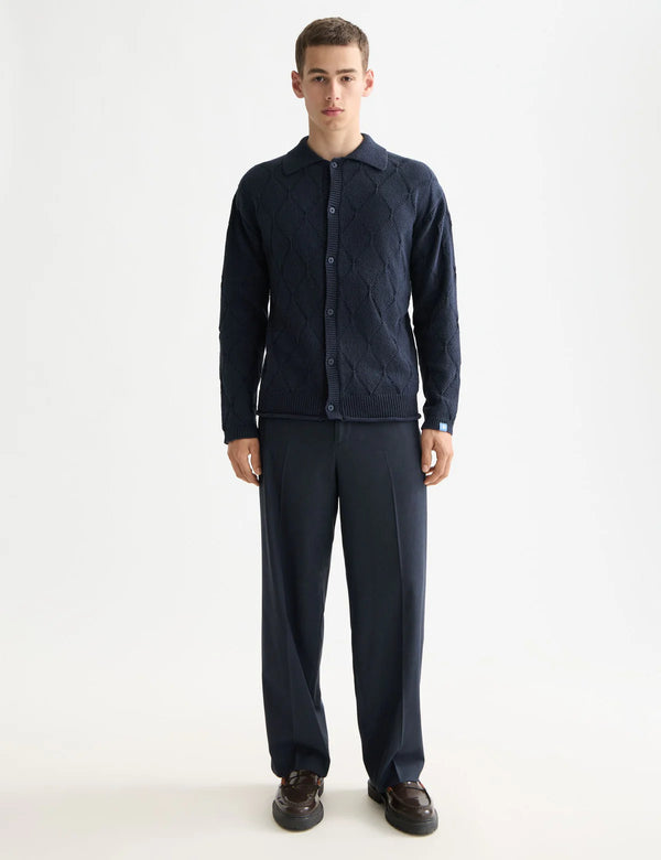 SCOTCH & SODA - OPEN WORK LONG SLEEVE SHIRT SKY CAPTAIN