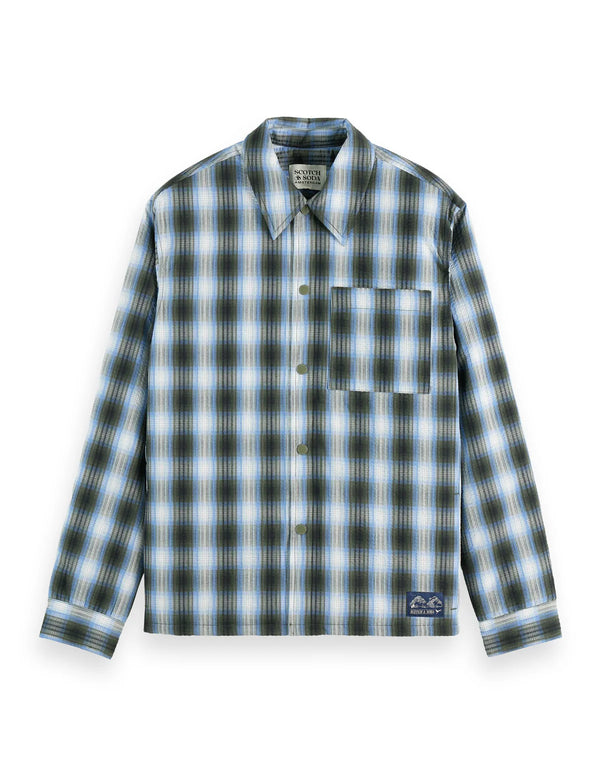 SCOTCH & SODA - SEERSUCKER CHECK PADDED OVER-SHIRT THYME / BLUE BONNET SHADOW CHECK