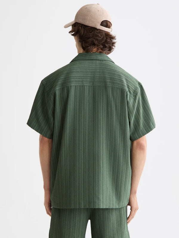 SCOTCH & SODA - TONAL-STRIPED SHORT-SLEEVED SHIRT THYME