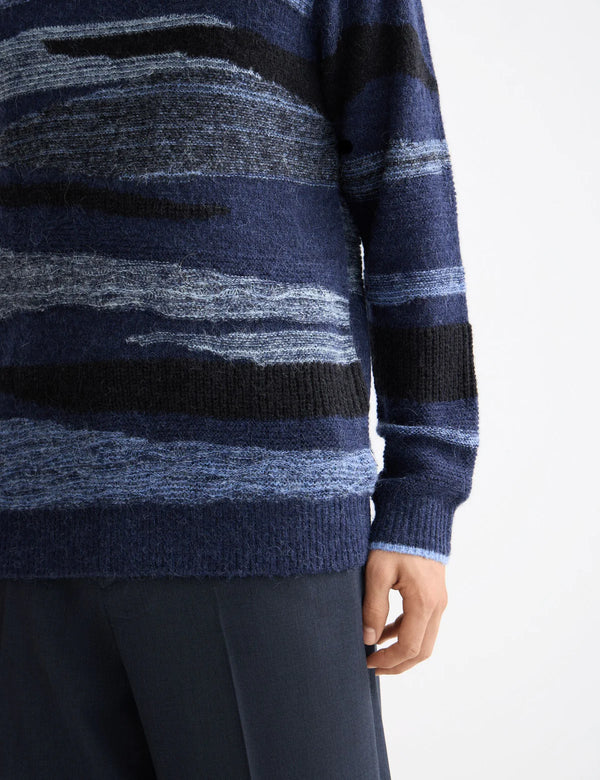 SCOTCH & SODA - FLUFFY ALPACA WOOL BLEND CREW NECK PEACOAT