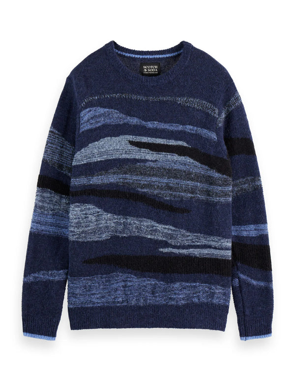 SCOTCH & SODA - FLUFFY ALPACA WOOL BLEND CREW NECK PEACOAT