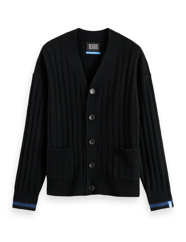 SCOTCH & SODA - SOFT KNIT DROPPED SHOULDER CARDIGAN METEORITE