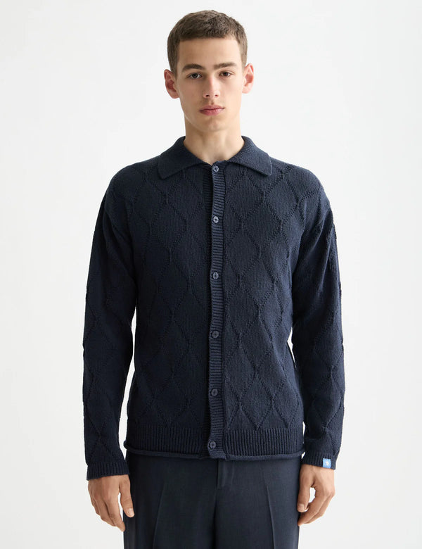 SCOTCH & SODA - OPEN WORK LONG SLEEVE SHIRT SKY CAPTAIN
