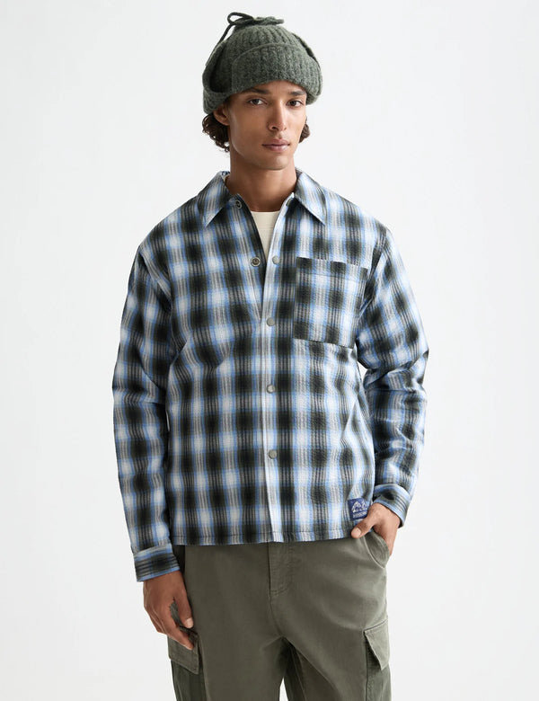 SCOTCH & SODA - SEERSUCKER CHECK PADDED OVER-SHIRT THYME / BLUE BONNET SHADOW CHECK
