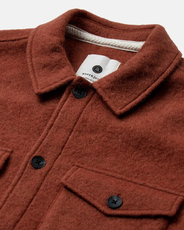 ANERKJENDT - AKOSCAR BOILED WOOL OVERSHIRT - CHILI OIL