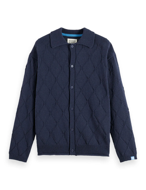 SCOTCH & SODA - OPEN WORK LONG SLEEVE SHIRT SKY CAPTAIN