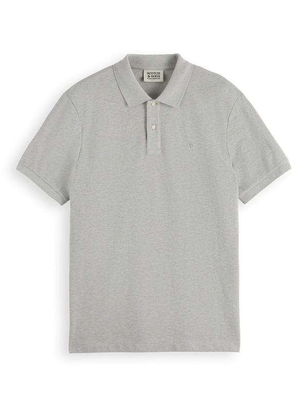SCOTCH & SODA - ESSENTIALS LOGO PIQUE POLO GREY MELANGE