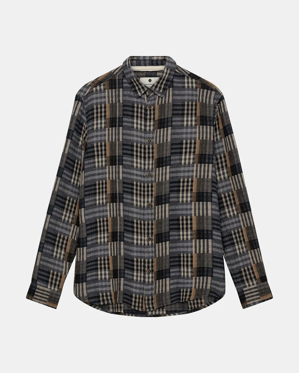 ANERKJENDT - AKLEIF PATCWORK SHIRT - SKY CAPTAIN