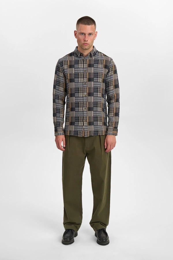 ANERKJENDT - AKLEIF PATCWORK SHIRT - SKY CAPTAIN