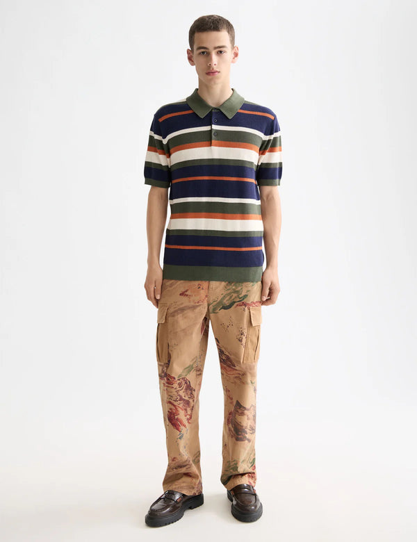 SCOTCH & SODA - KNITTED STRIPED REGULAR FIT POLO PEACOAT STRIPES