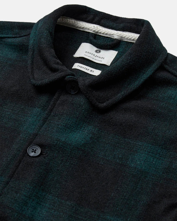 ANERKJENDT - AKOSCAR WOOLEN OVERSHIRT - FOREST NIGHT