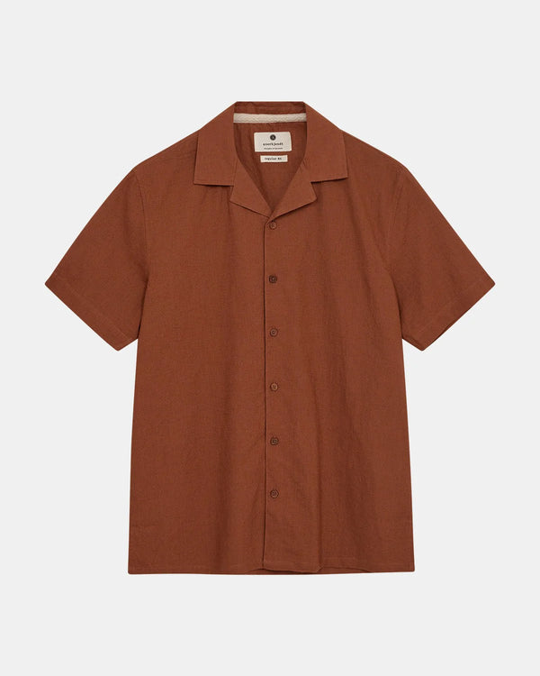 ANERKJENDT - AKLEO S/S COTTON LINEN SHIRT CHIPMUNK