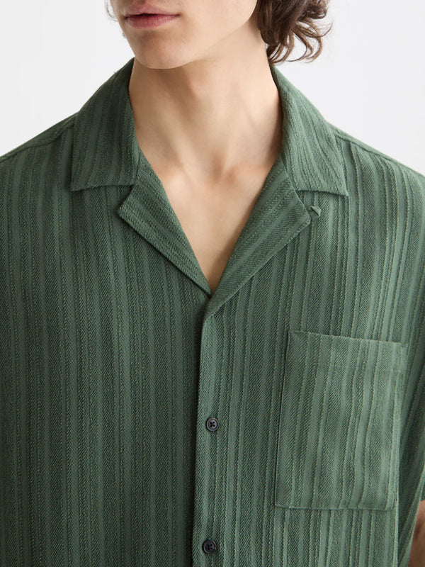 SCOTCH & SODA - TONAL-STRIPED SHORT-SLEEVED SHIRT THYME