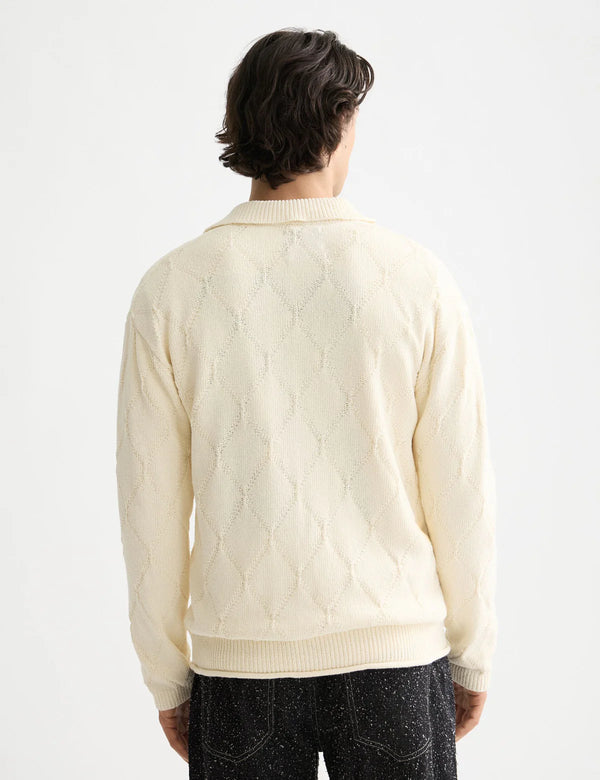 SCOTCH & SODA - OPEN WORK LONG SLEEVE SHIRT EGGNOG