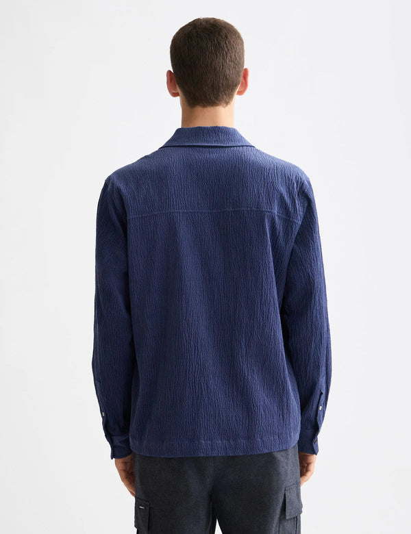 SCOTCH & SODA - 1/4 ZIP CORDUROY SHIRT PEACOAT