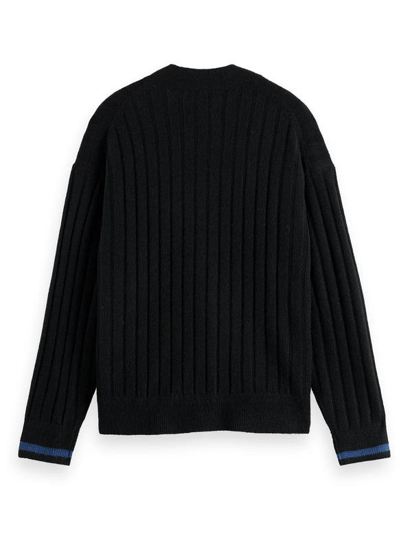 SCOTCH & SODA - SOFT KNIT DROPPED SHOULDER CARDIGAN METEORITE