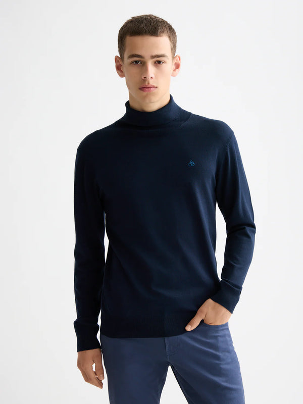 SCOTCH & SODA - VISCOSE TURTLENECK KNIT JUMPER LIGHT NAVY