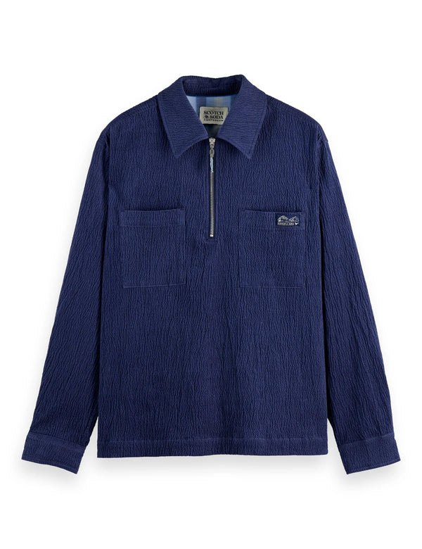 SCOTCH & SODA - 1/4 ZIP CORDUROY SHIRT PEACOAT