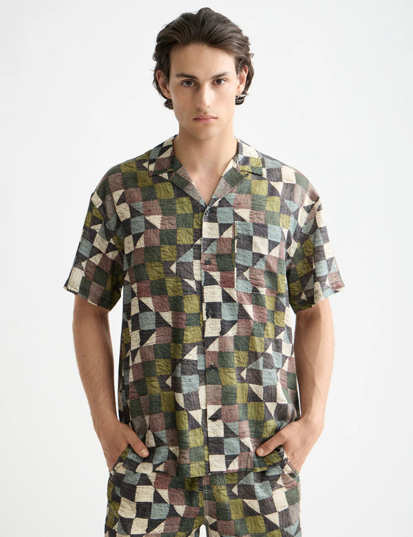 SCOTCH & SODA - PRINTED SHORT-SLEEVED TENCEL SHIRT ZIG ZAG PATCHWORK MULTI