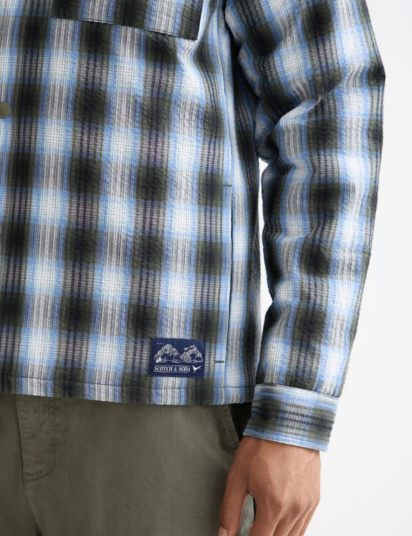 SCOTCH & SODA - SEERSUCKER CHECK PADDED OVER-SHIRT THYME / BLUE BONNET SHADOW CHECK