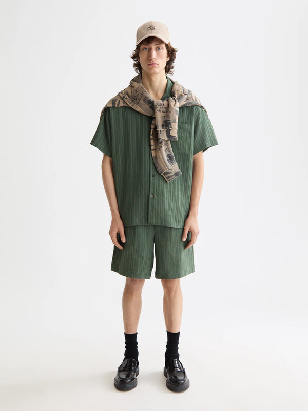 SCOTCH & SODA - FAVE - TONAL STRIPED REGULAR FIT BERMUDA SHORTS THYME