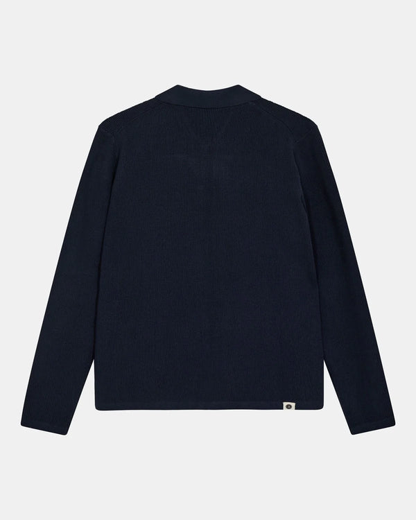 ANERKJENDT - AKSVEND NEEDLE RIB KNIT CARDIGAN - SKY CAPTAIN
