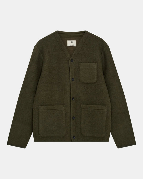 ANERKJENDT - AKSIGURD BOILED WOOL OVERSHIRT - FOREST NIGHT
