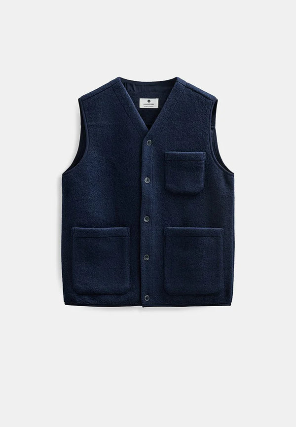 ANERKJENDT - AKRAMSUS BOILED WOOL VEST - SKY CAPTAIN
