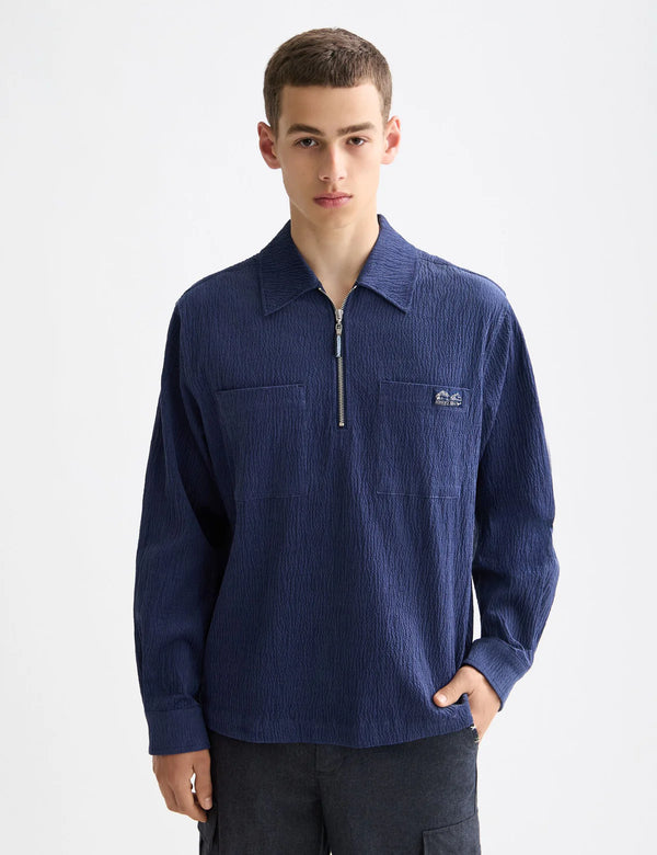 SCOTCH & SODA - 1/4 ZIP CORDUROY SHIRT PEACOAT