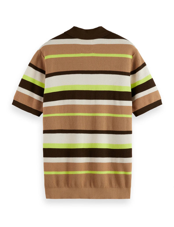 SCOTCH & SODA - KNITTED STRIPED REGULAR FIT POLO TANNIN STRIPES