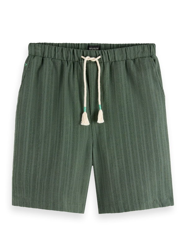 SCOTCH & SODA - FAVE - TONAL STRIPED REGULAR FIT BERMUDA SHORTS THYME